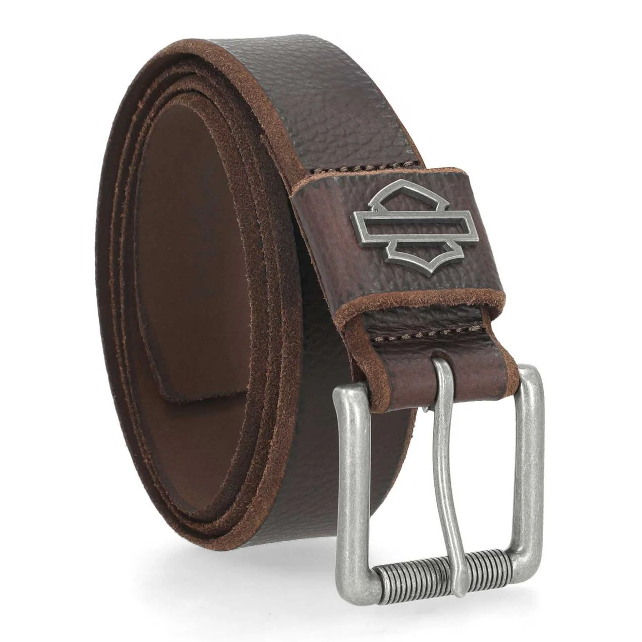 Harley-Davidson® Men's Die Cut Open Bar & Shield Genuine Leather Belt, Brown - Image 3