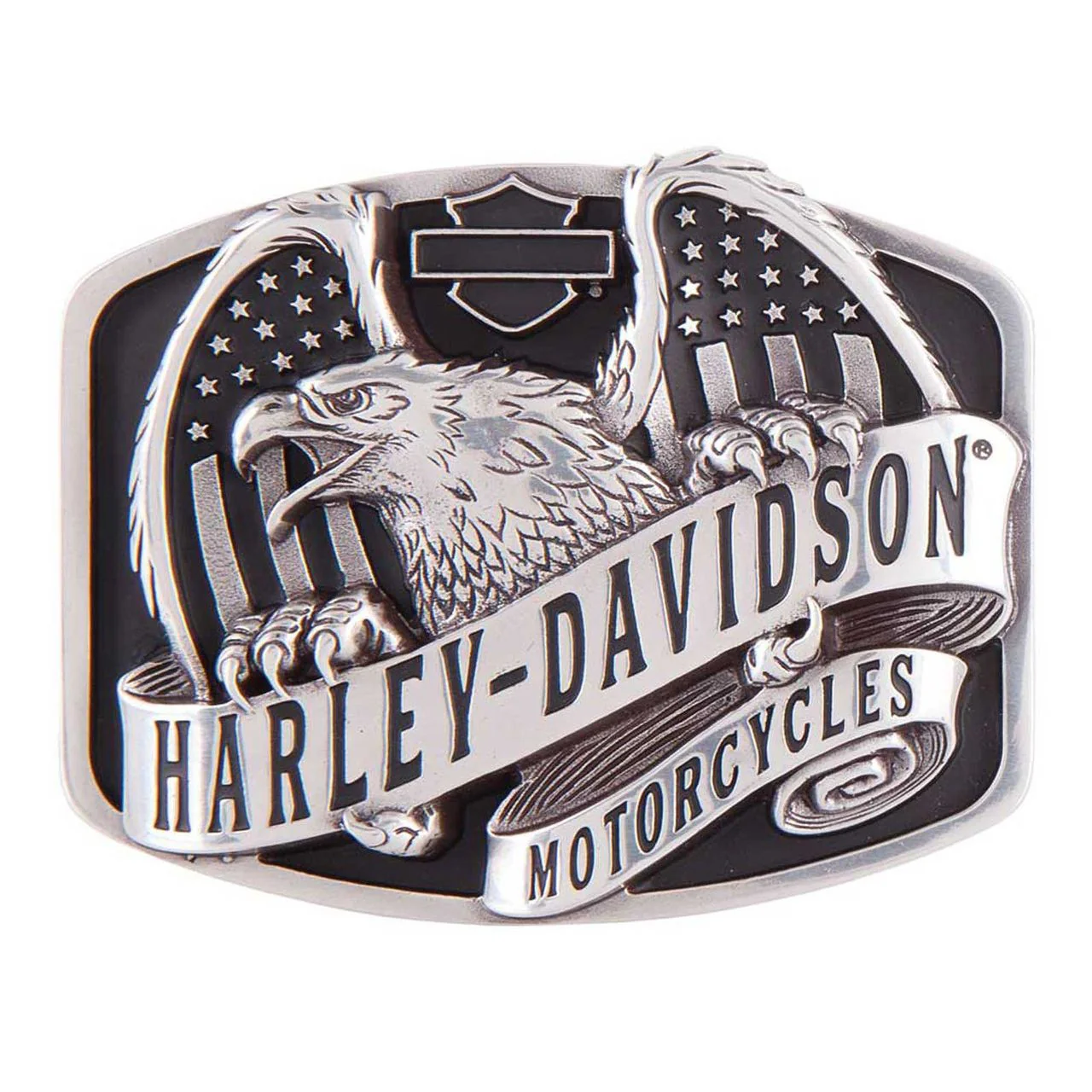 Harley-Davidson® Men's Eagle Wing Over America Belt Buckle, Antique Nickel Finish