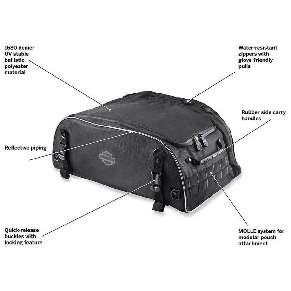 Harley-Davidson® Onyx Premium Luggage Collapsible Tour-Pak Rack Bag - Image 3