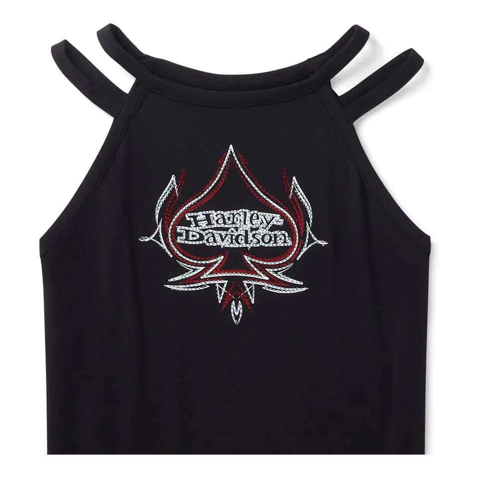 Harley-Davidson® Women's Bling Spades Strappy High Neck Tank - Image 2
