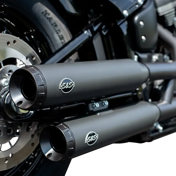 S&S Grand National Race Slip-On Mufflers BLACK SOFTAIL 2018-ON - Image 3