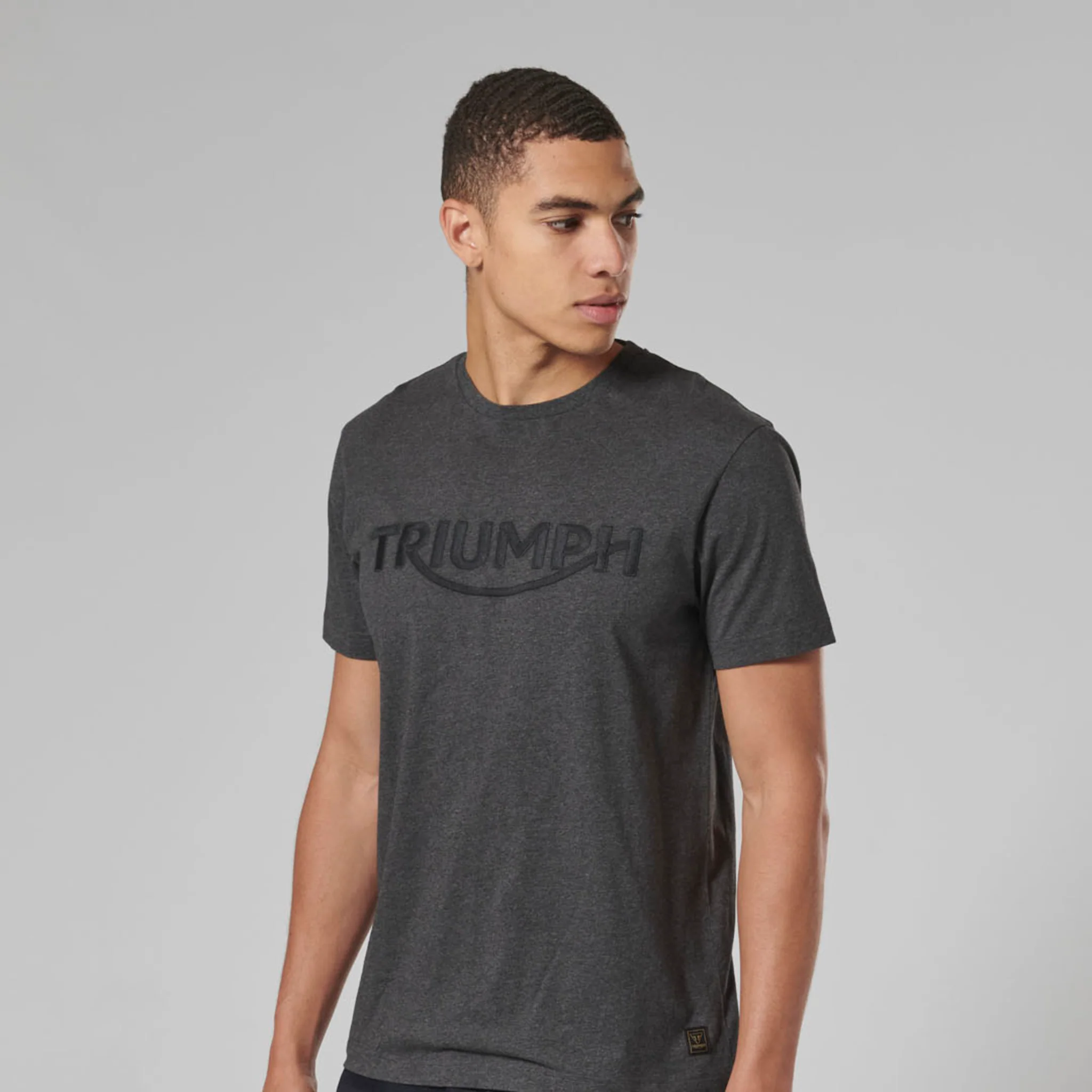 Triumph Bamburgh Embroidered Logo Tee - Black Marl - Image 8