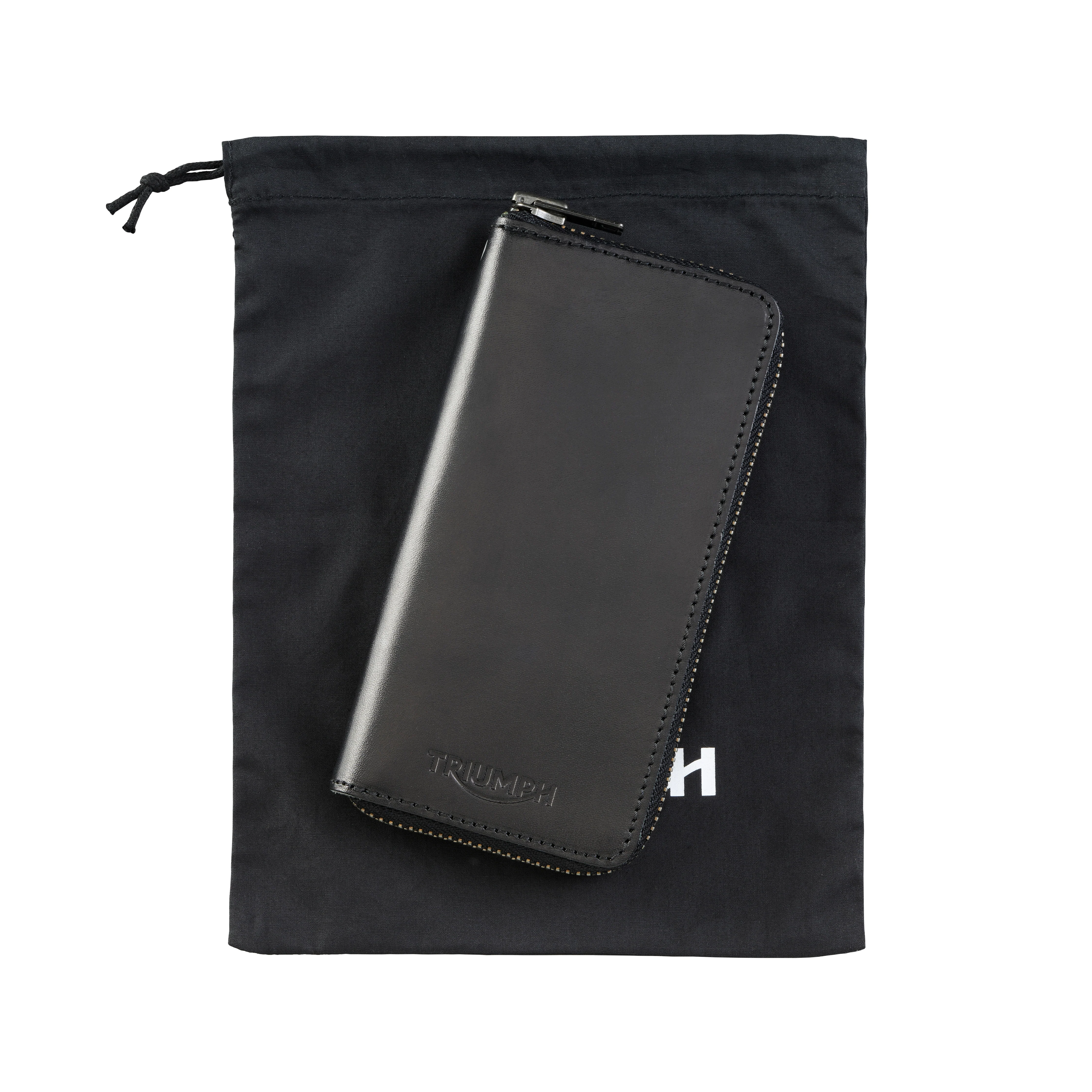 Triumph Black Leather Long Zip Wallet - Image 4