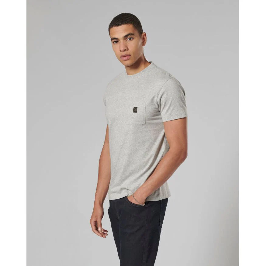 Triumph Ditchling Back Logo Pocket T-Shirt - Grey Marl - Image 3
